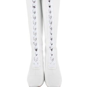Dior White Lace-Up Women's Boots